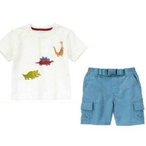 NWT Gymboree Dinosaur Academy Dinosaur Top & Cargo Shorts 3-6 months